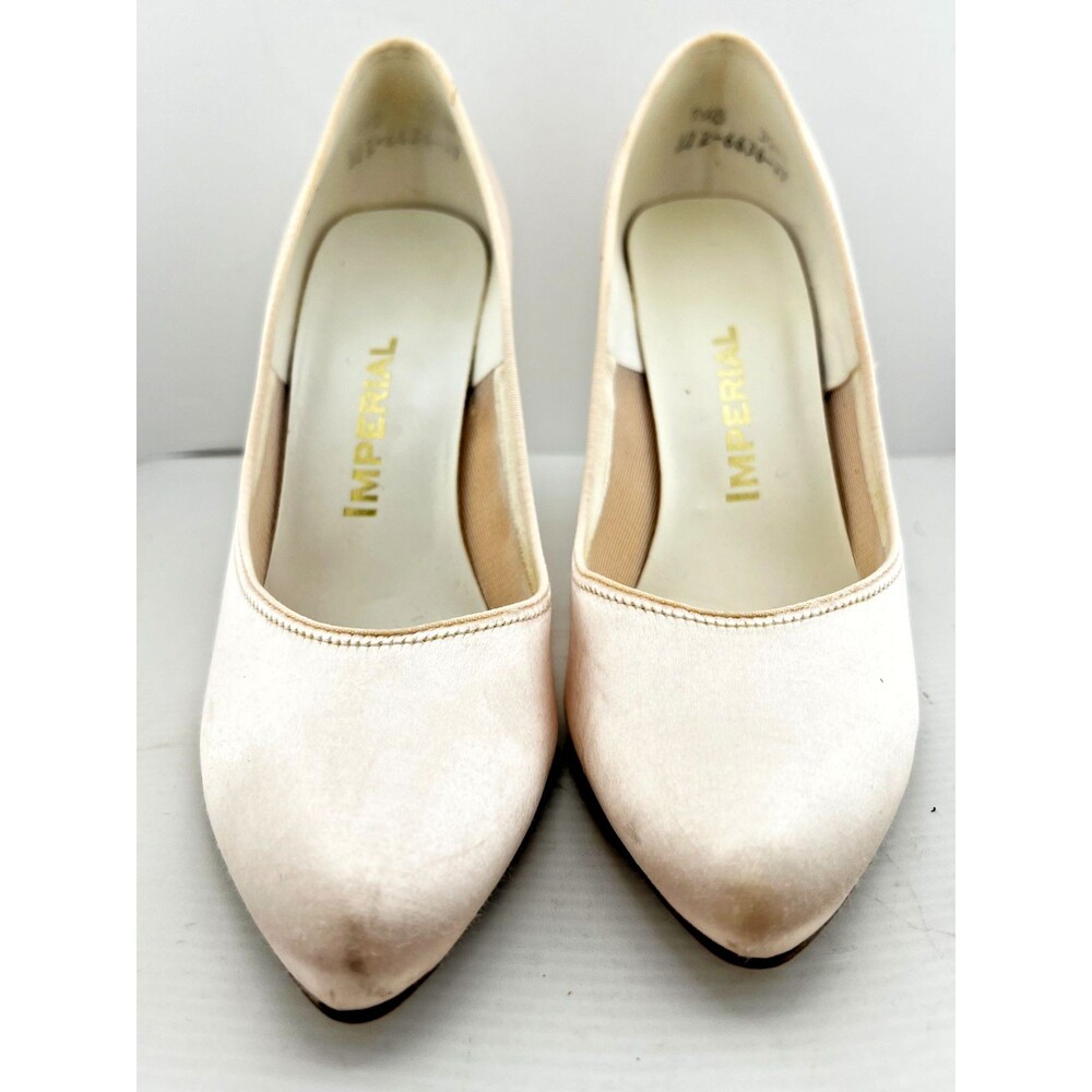 Vtg IMPERIAL Women's 7.5 B High Heels Pale Pink Satin Y2K Prom Fairy USA Made - Picture 9 of 15
